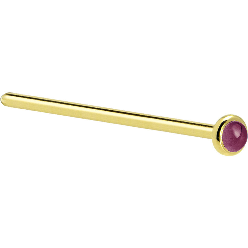 BodyCandy Solid 14K Yellow Gold 2mm Genuine Raspberry Rhodolite Garnet Nose Ring — alternative angle
