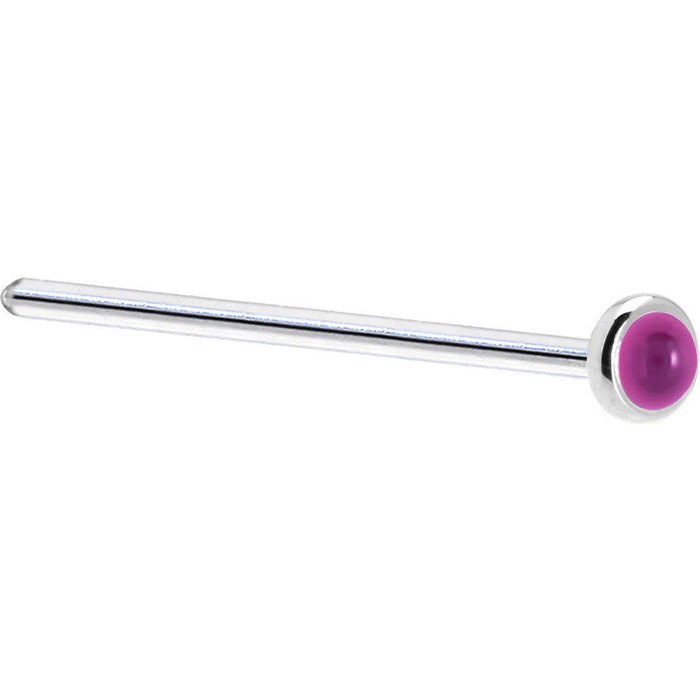 BodyCandy Solid 14K White Gold 2mm Genuine Pink Garnet Nose Ring — alternative angle