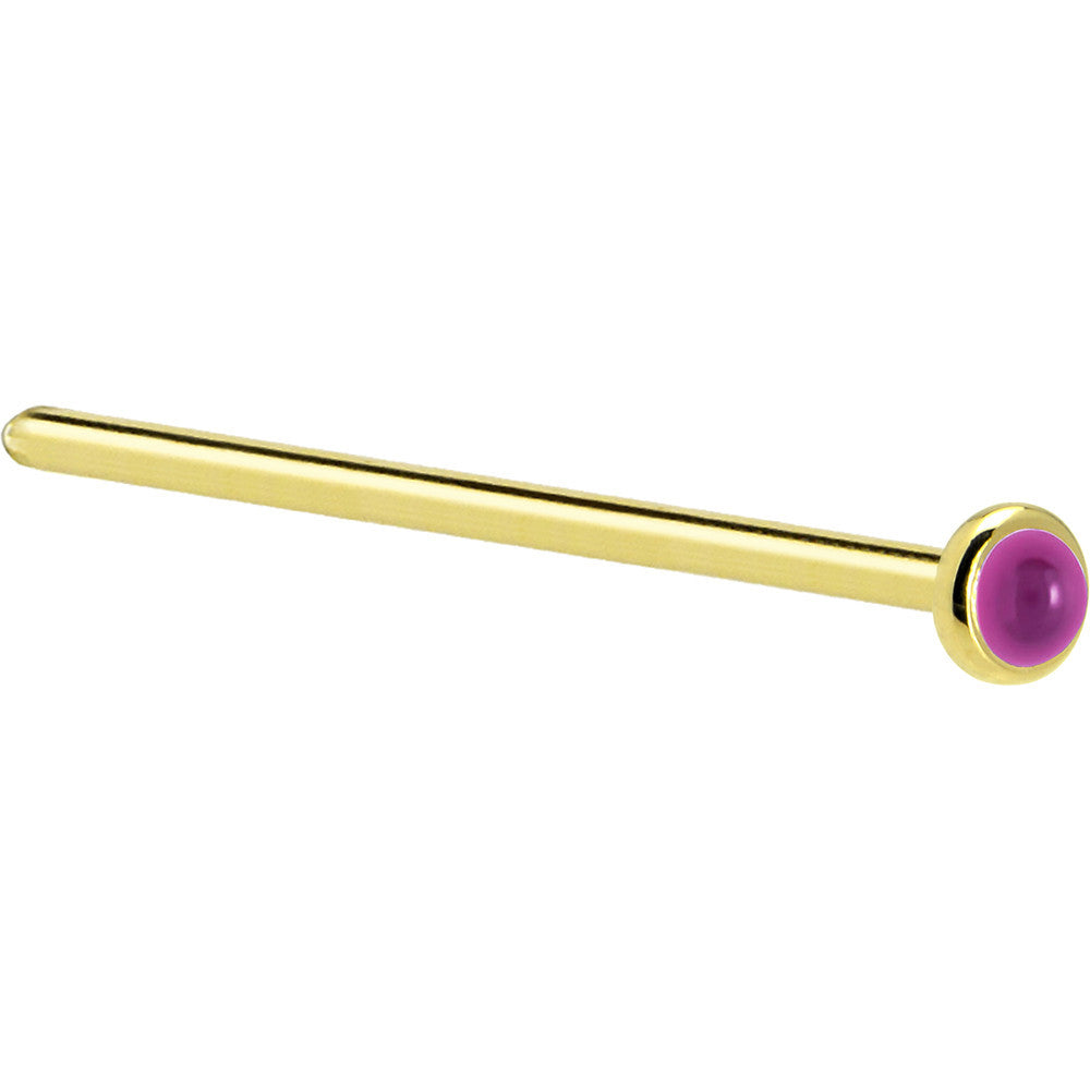 BodyCandy Solid 14K Yellow Gold 2mm Genuine Pink Garnet Nose Ring — alternative angle