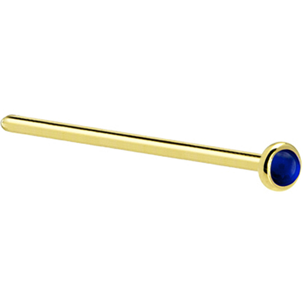 BodyCandy Solid 14K Yellow Gold 2mm Genuine Sapphire Nose Ring — alternative angle