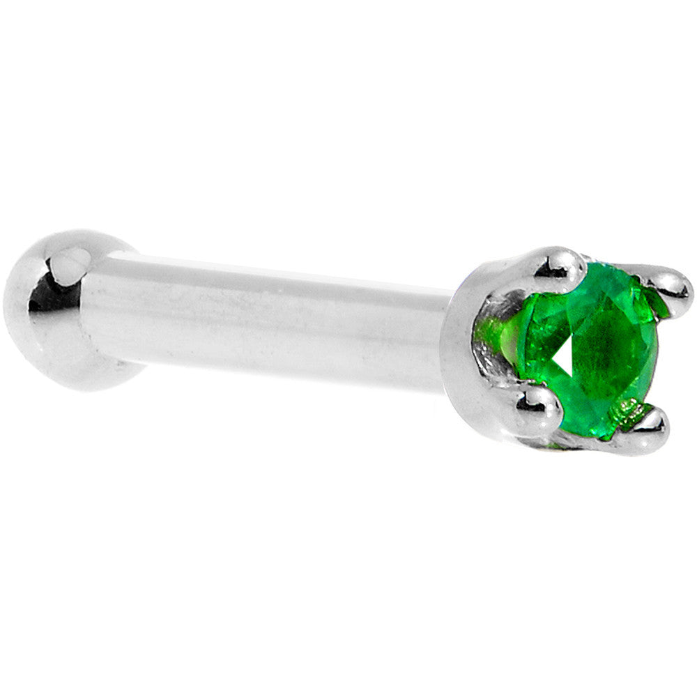 BodyCandy Solid 14K White Gold 1.5mm Genuine Emerald Nose Ring — color detail