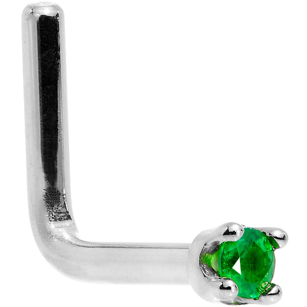 BodyCandy Solid 14K White Gold 1.5mm Genuine Emerald Nose Ring — packaging