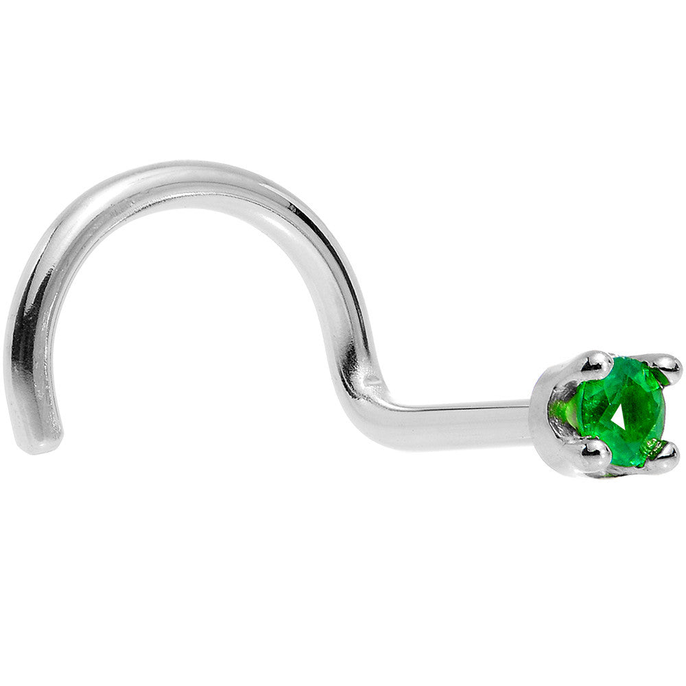 BodyCandy Solid 14K White Gold 1.5mm Genuine Emerald Nose Ring — fabric or material detail