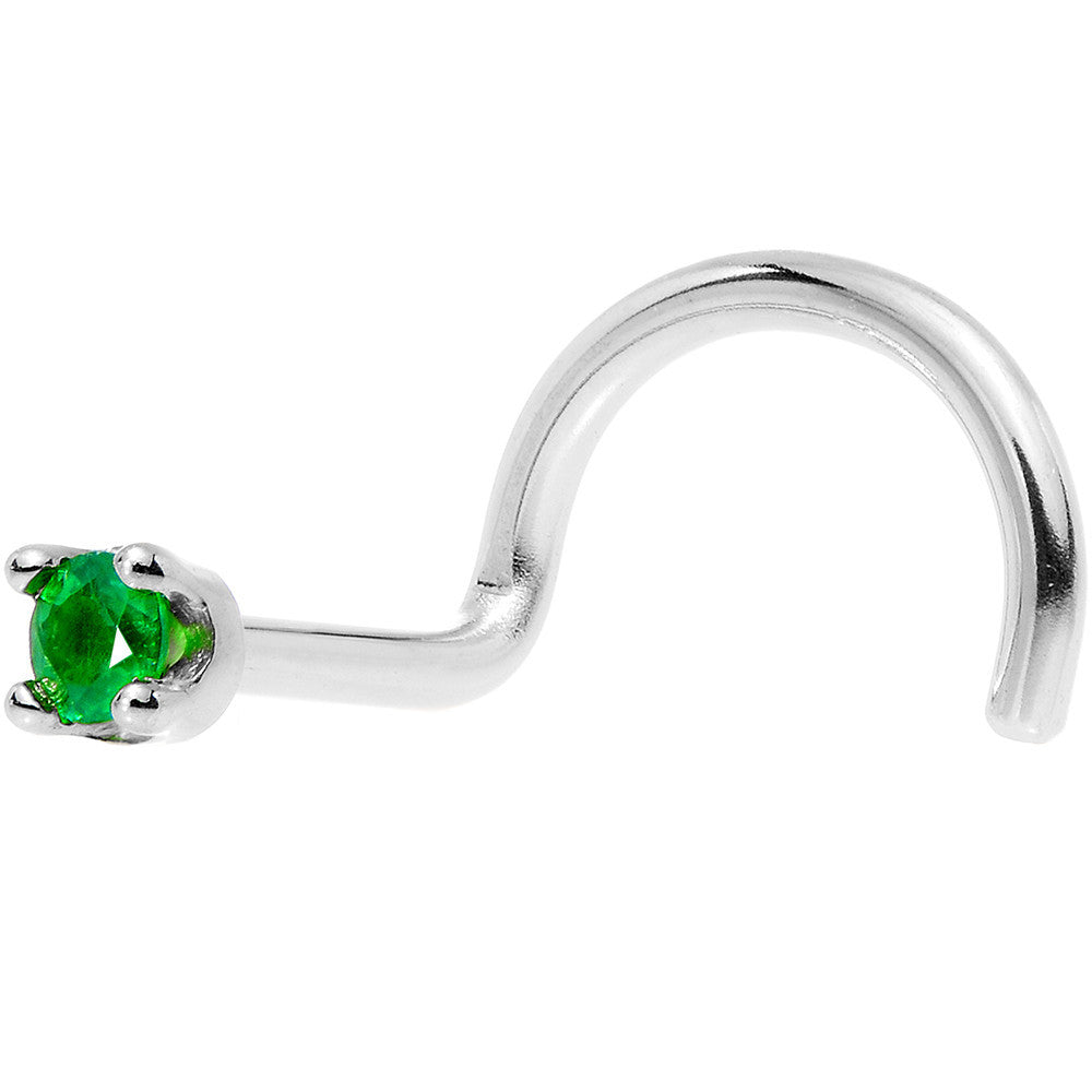 BodyCandy Solid 14K White Gold 1.5mm Genuine Emerald Nose Ring — feature highlight
