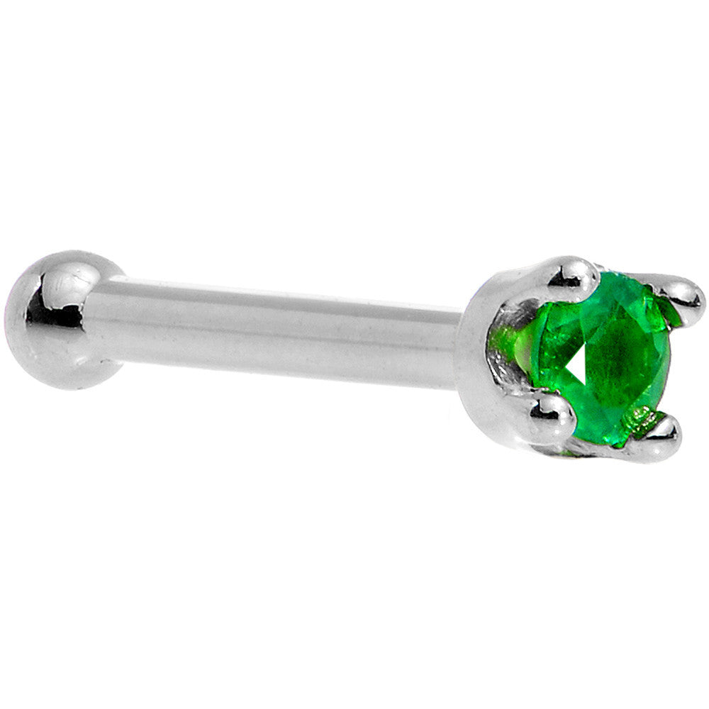 BodyCandy Solid 14K White Gold 1.5mm Genuine Emerald Nose Ring — product on model