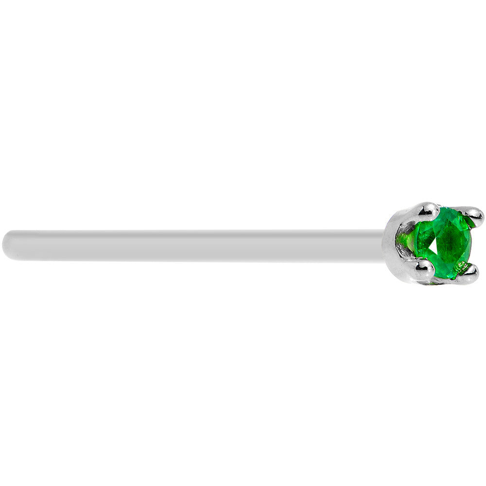 BodyCandy Solid 14K White Gold 1.5mm Genuine Emerald Nose Ring — main product shot