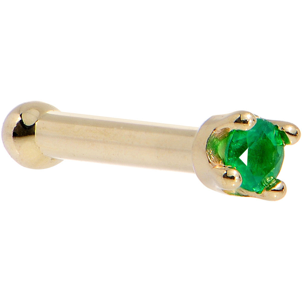 BodyCandy Solid 14K Yellow Gold 1.5mm Genuine Emerald Nose Ring — in-use photo