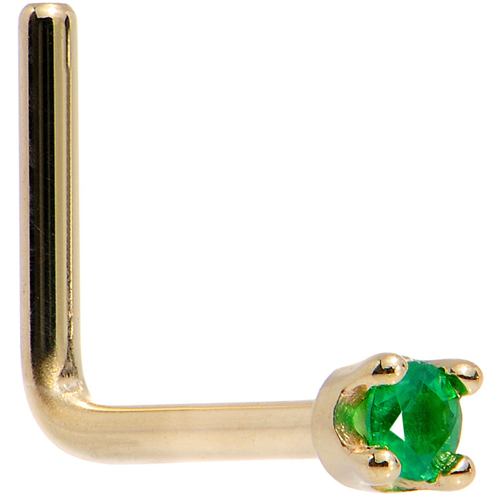 BodyCandy Solid 14K Yellow Gold 1.5mm Genuine Emerald Nose Ring — comparison shot