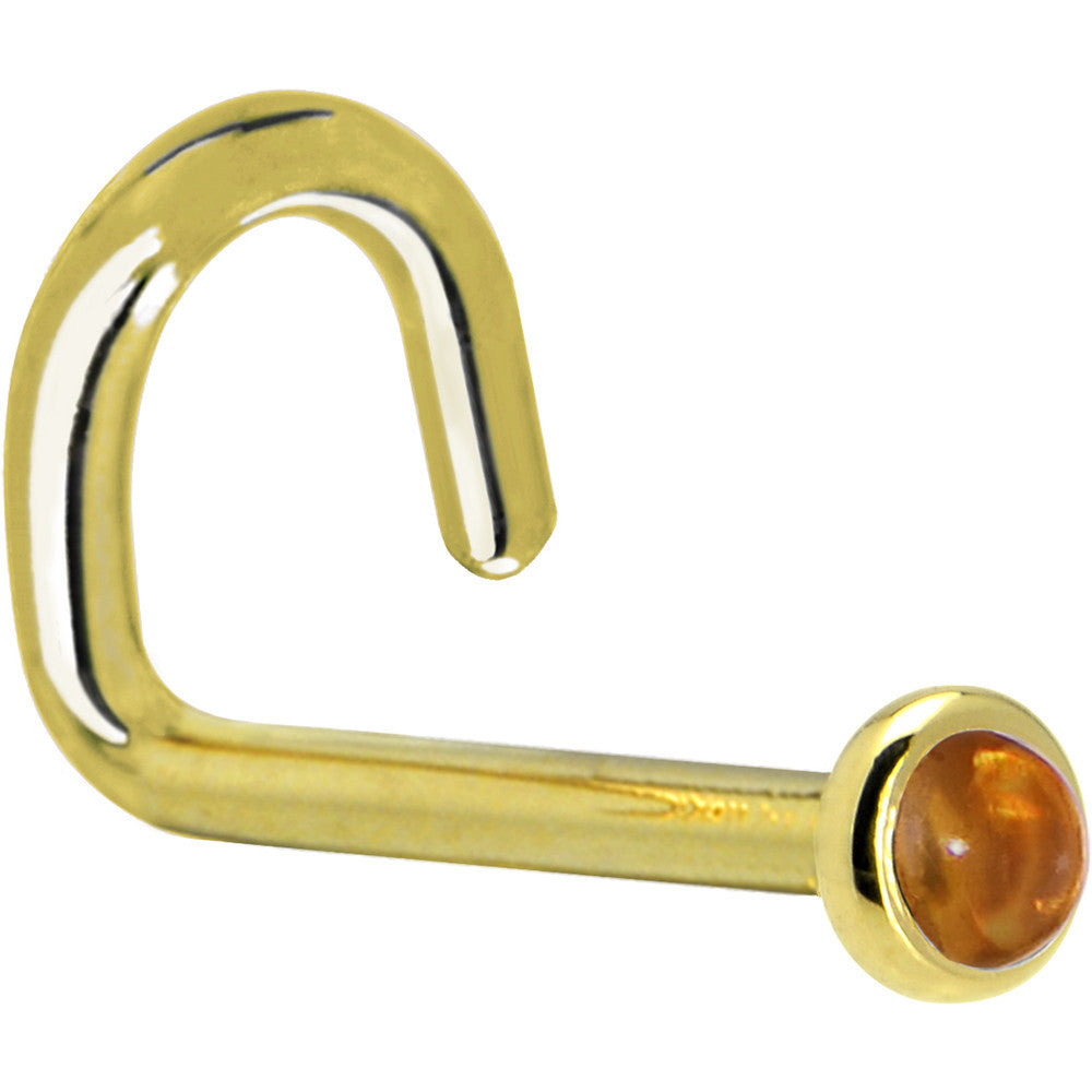 BodyCandy Solid 14K Yellow Gold  2mm Genuine Citrine Saffron Nose Ring — alternative angle