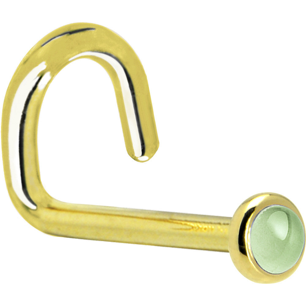 BodyCandy Solid 14K Yellow Gold 2mm Genuine Peridot Nose Ring — alternative angle