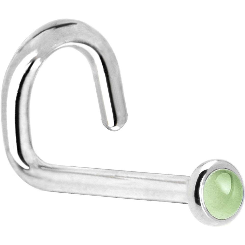 BodyCandy Solid 14K White Gold 2mm Genuine Peridot Nose Ring — alternative angle