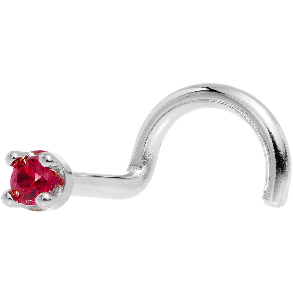 BodyCandy Solid 14K White Gold 1.5mm Diamond Cut Genuine Ruby Nose Ring — lifestyle context