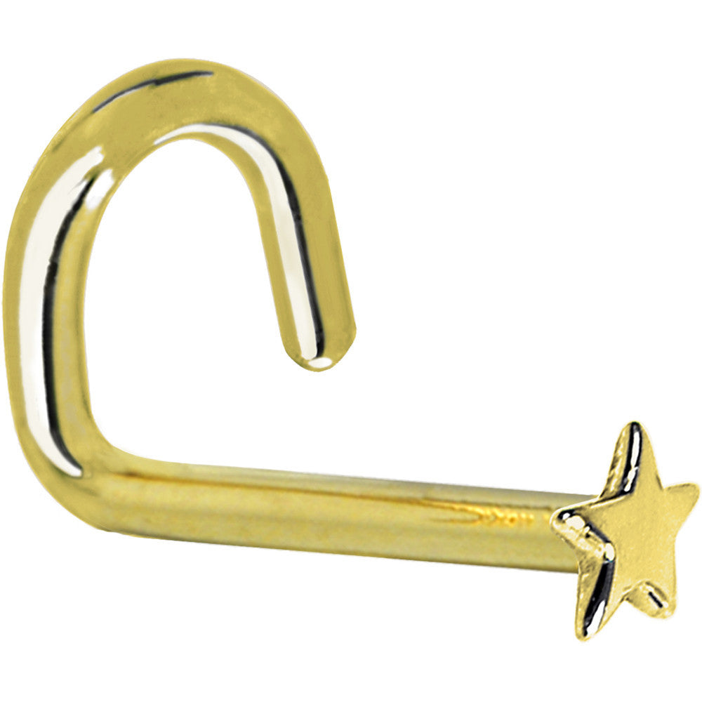 BodyCandy Solid 14K Yellow Gold Star Nose Ring — in-use photo