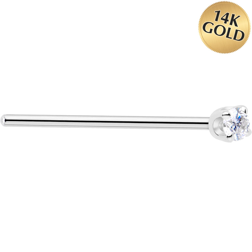 BodyCandy Solid 14K White Gold 2mm Genuine Diamond Nose Ring — alternative angle