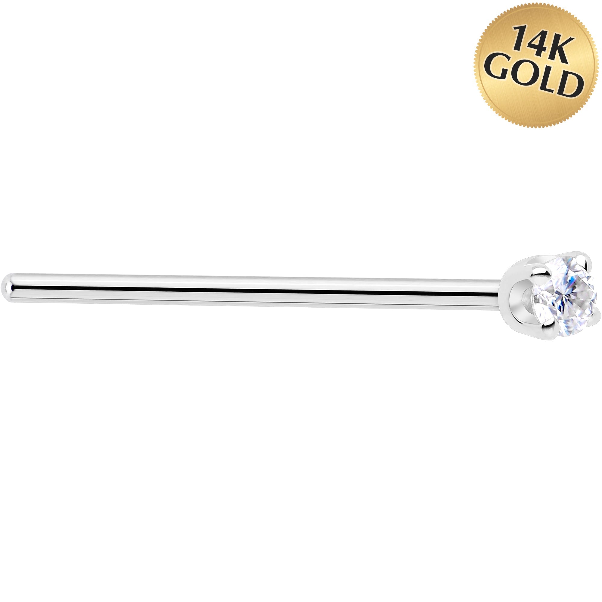BodyCandy Solid 14K White Gold 2mm Genuine Diamond Nose Ring — alternative angle