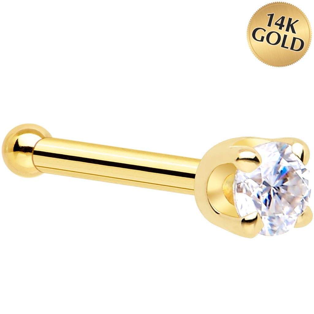 BodyCandy 14k Yellow Gold 2mm Lab Grown Diamond Nose Ring — back view