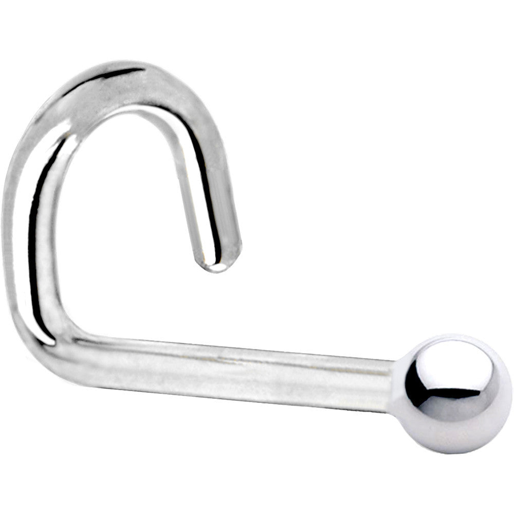 BodyCandy Solid 14K White Gold 1.5mm Ball Nose Ring — back view