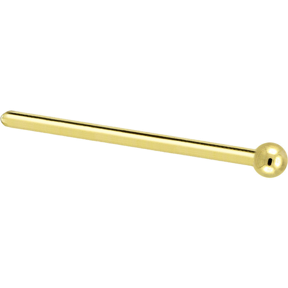 BodyCandy Solid 14K Yellow Gold 1.5mm Ball Nose Ring — detail close-up