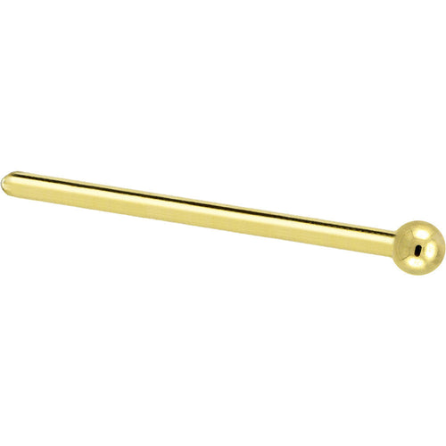 BodyCandy Solid 14K Yellow Gold 1.5mm Ball Nose Ring — detail close-up