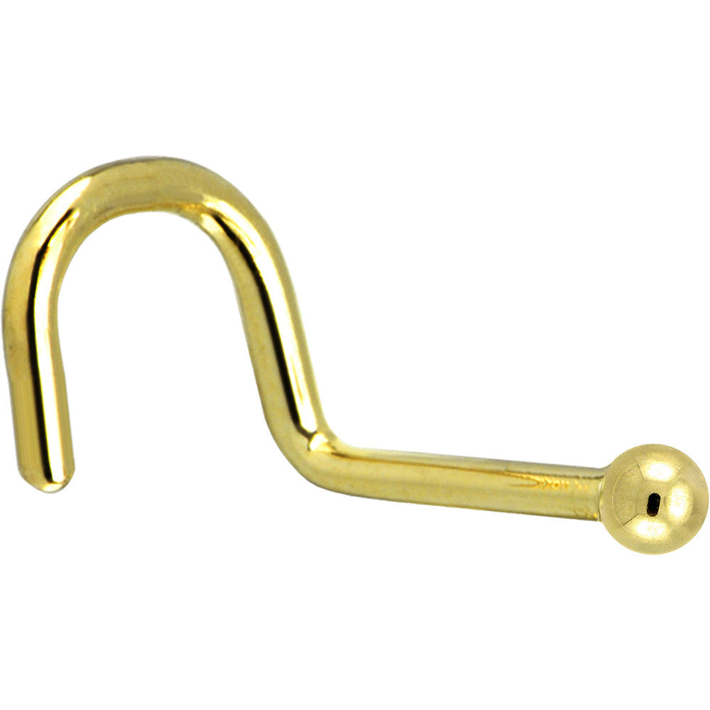 BodyCandy Solid 14K Yellow Gold 1.5mm Ball Nose Ring — side view