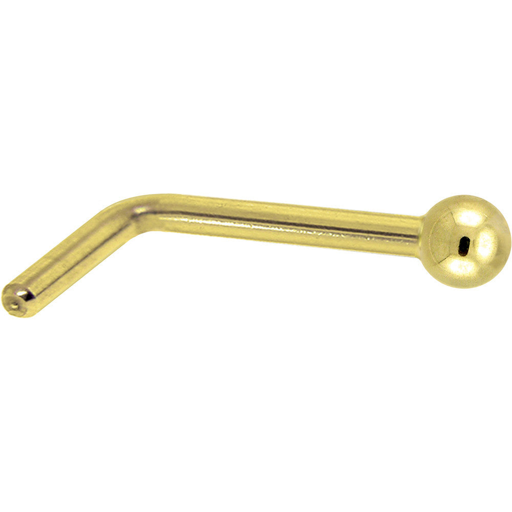 BodyCandy Solid 14K Yellow Gold 1.5mm Ball Nose Ring — back view