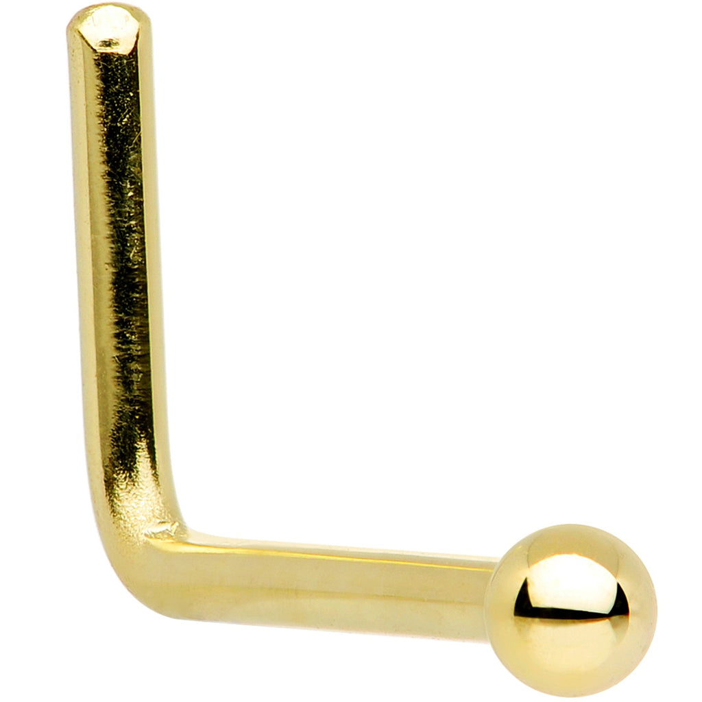BodyCandy Solid 14K Yellow Gold 1.5mm Ball Nose Ring — in-use photo