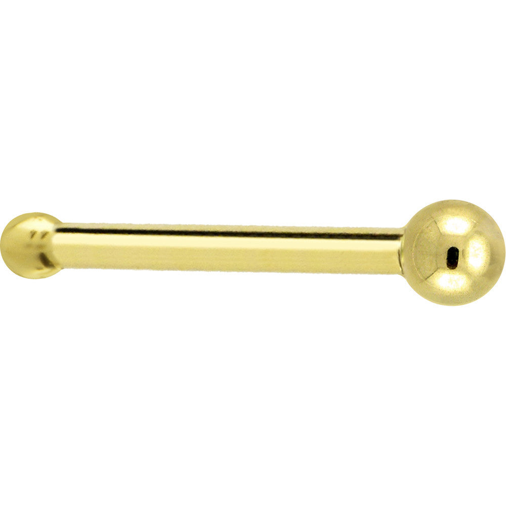 BodyCandy Solid 14K Yellow Gold 1.5mm Ball Nose Ring — alternative angle