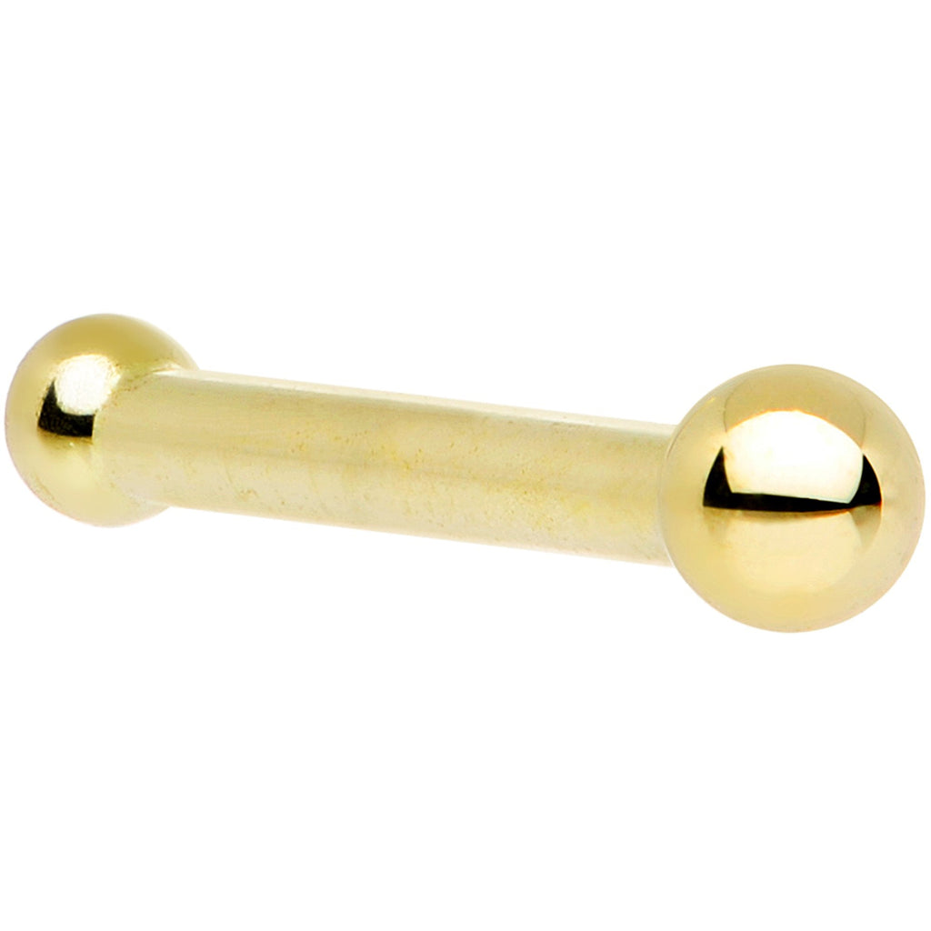 BodyCandy Solid 14K Yellow Gold 1.5mm Ball Nose Ring — color detail