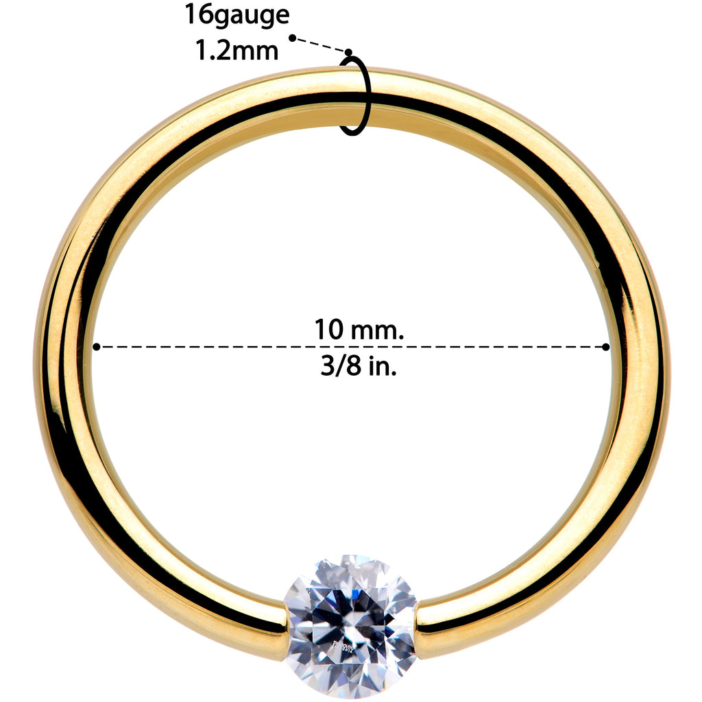 BodyCandy 16G 3/8 Solid 14k Yellow Gold 3mm Clear Cubic Zirconia Tension Captive Ring — lifestyle context