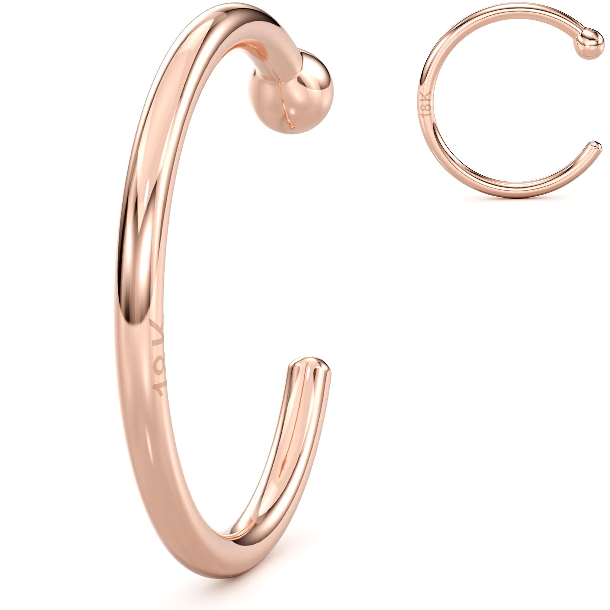 BodyCandy 20G 5/16 Solid 18K Rose Gold Nose Hoop — lifestyle context