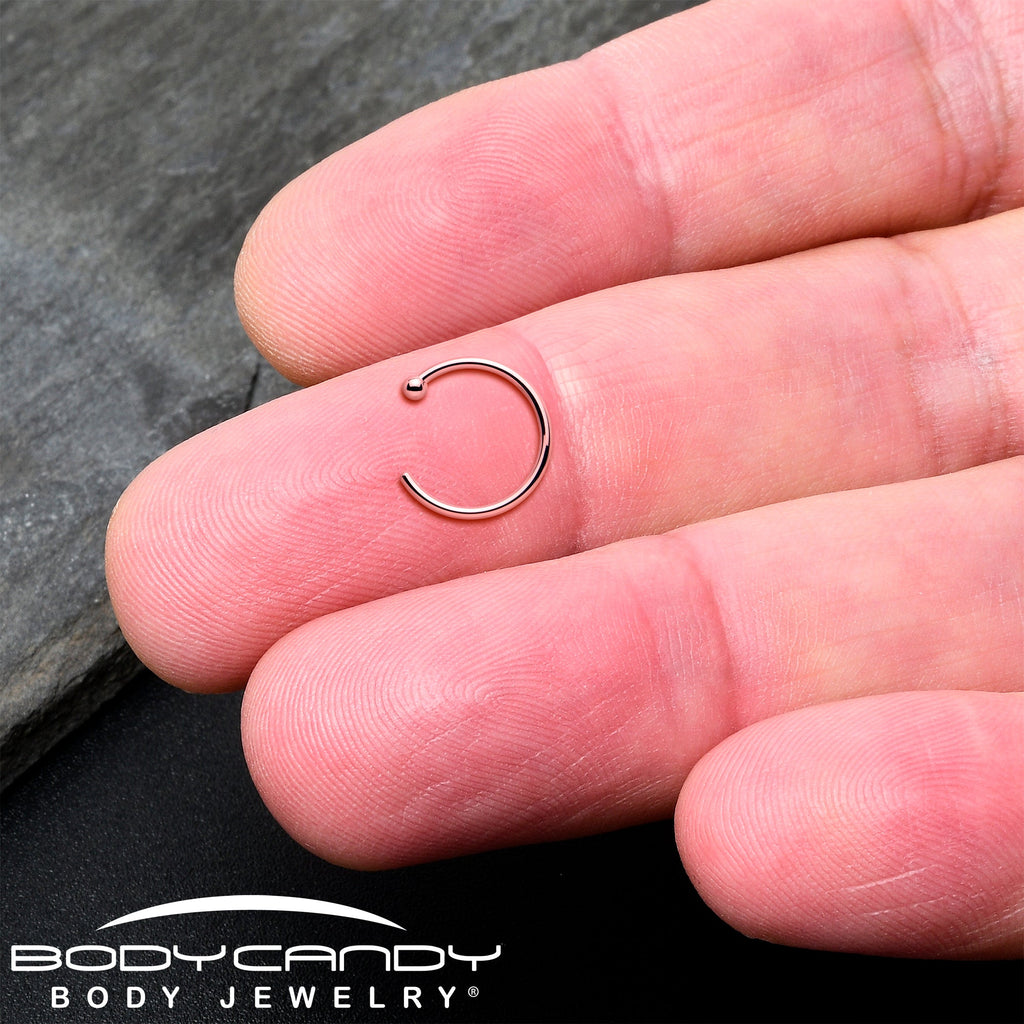 BodyCandy 20G 3/8 Solid 18K Rose Gold Nose Hoop — alternative angle