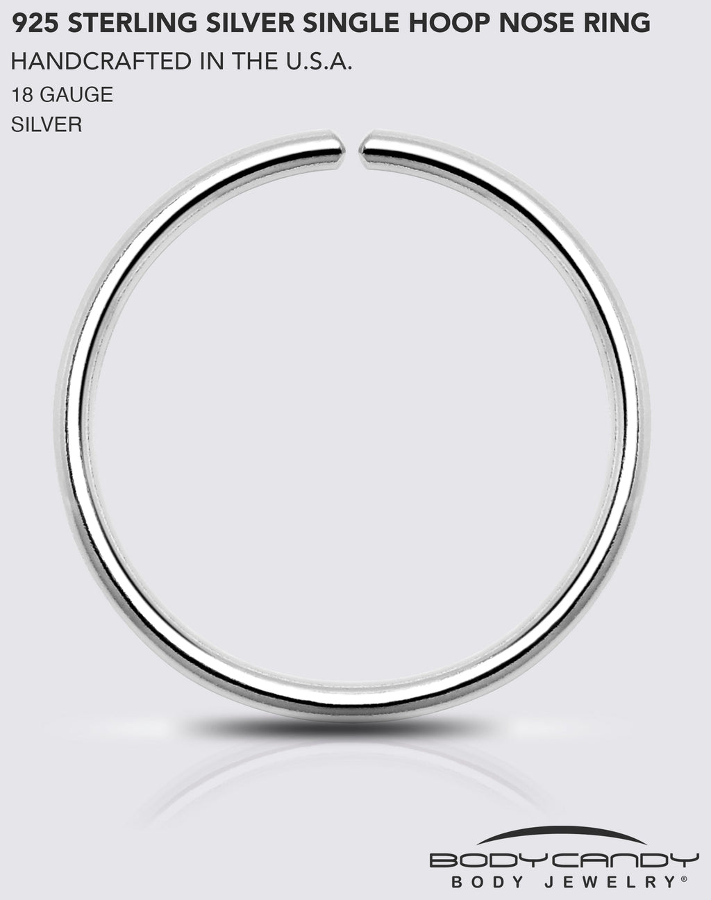 BodyCandy Single Hoop Nose 925 Sterling Silver Nose Hoop Ring — color detail