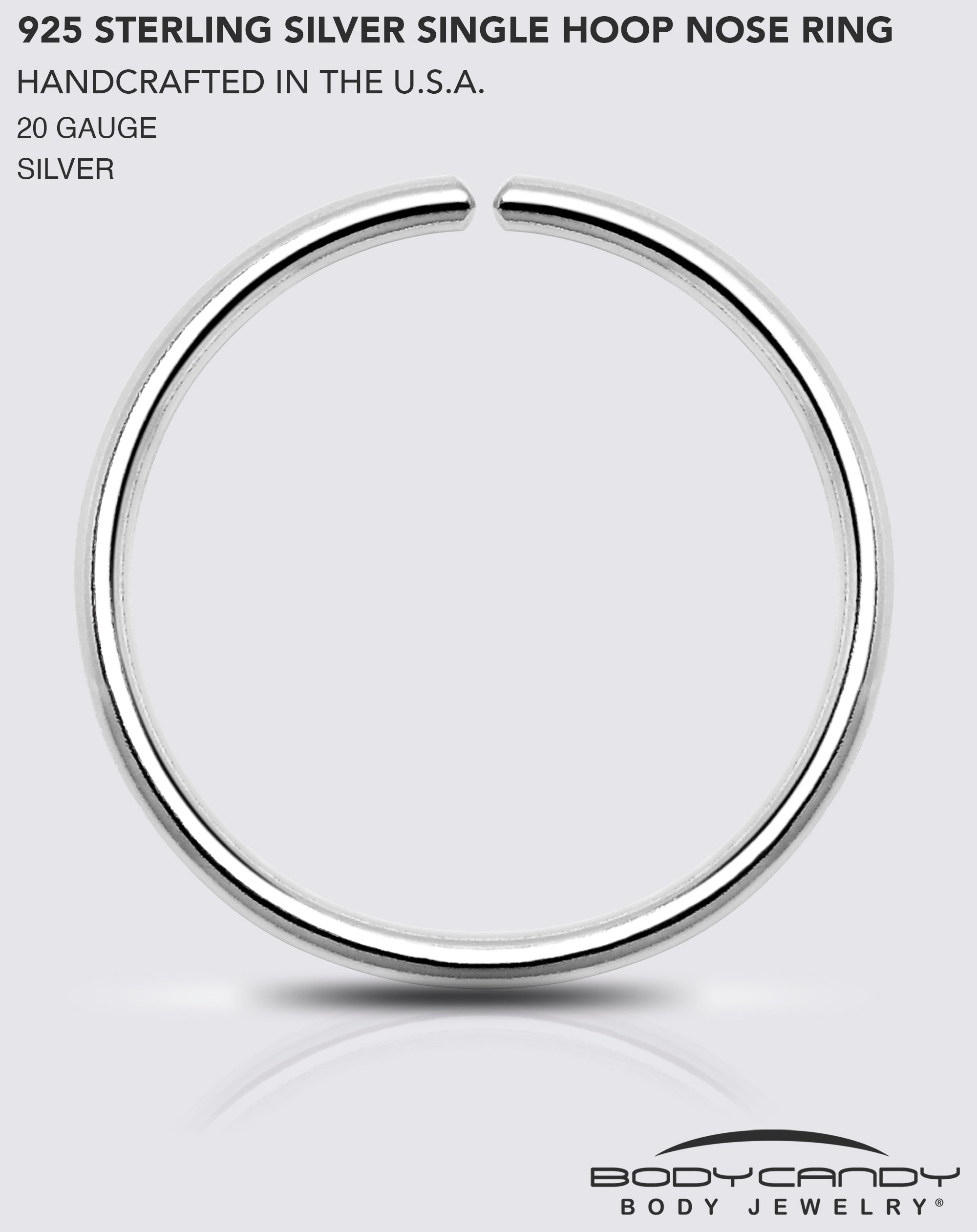BodyCandy Single Hoop Nose 925 Sterling Silver Nose Hoop Ring — alternative angle