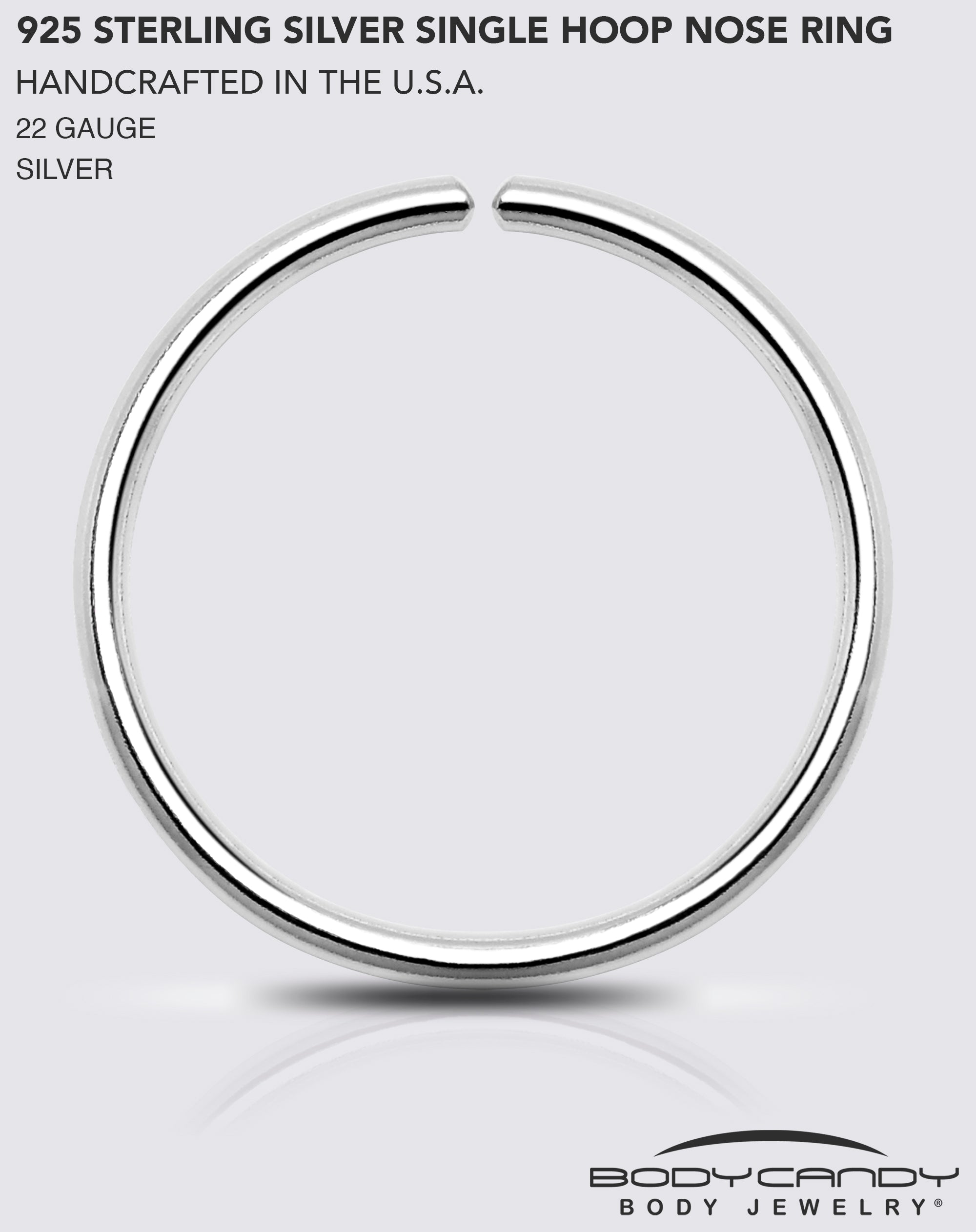 BodyCandy Single Hoop Nose 925 Sterling Silver Nose Hoop Ring — in-use photo