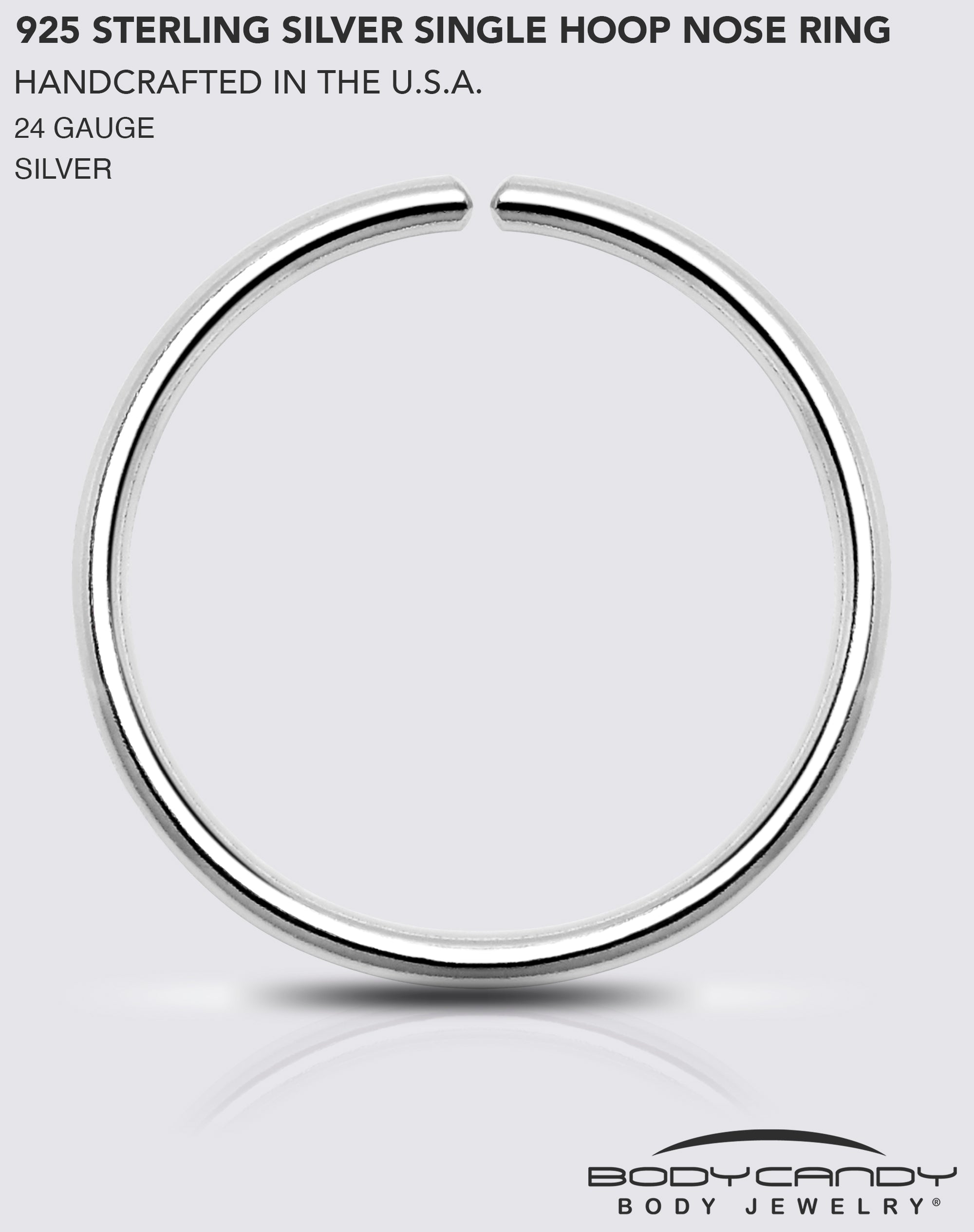 BodyCandy Single Hoop Nose 925 Sterling Silver Nose Hoop Ring — size reference