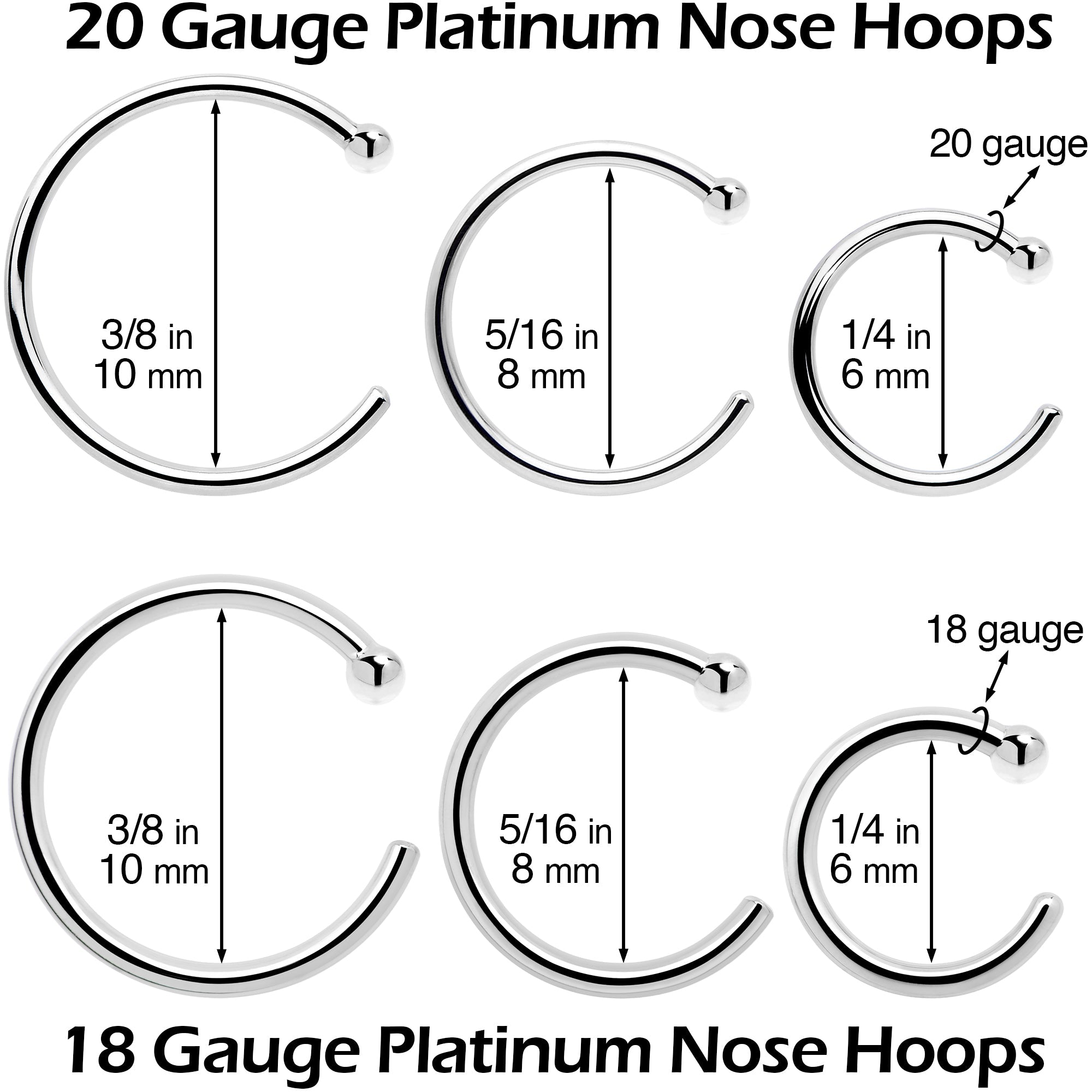 BodyCandy Real Platinum Nose Hoop - Hypoallergenic & Luxurious — back view