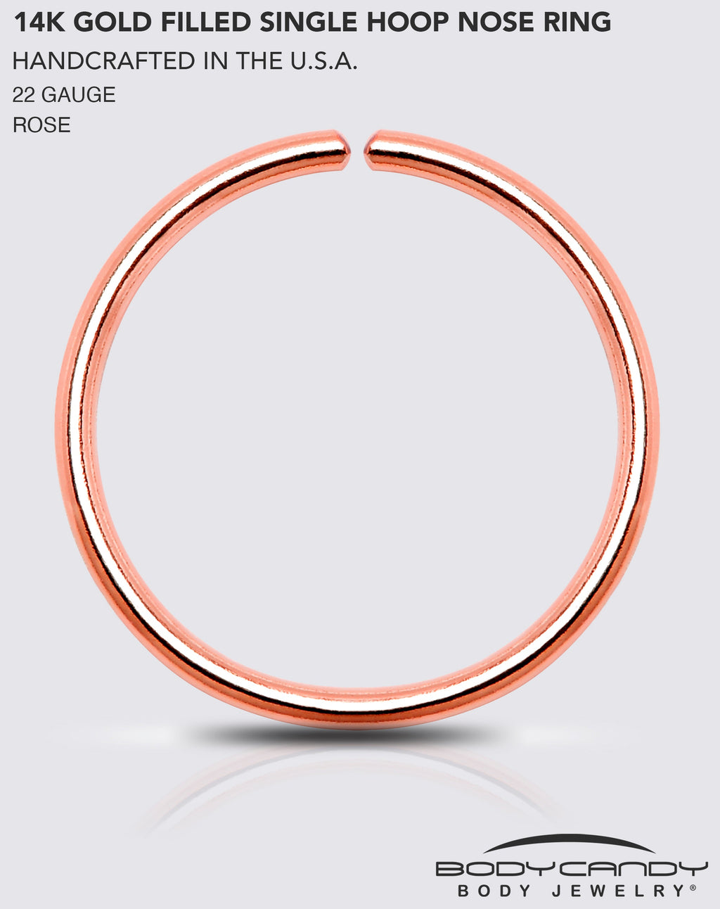 BodyCandy Single Hoop Nose 14k Rose Gold Filled Nose Hoop Ring — lifestyle context