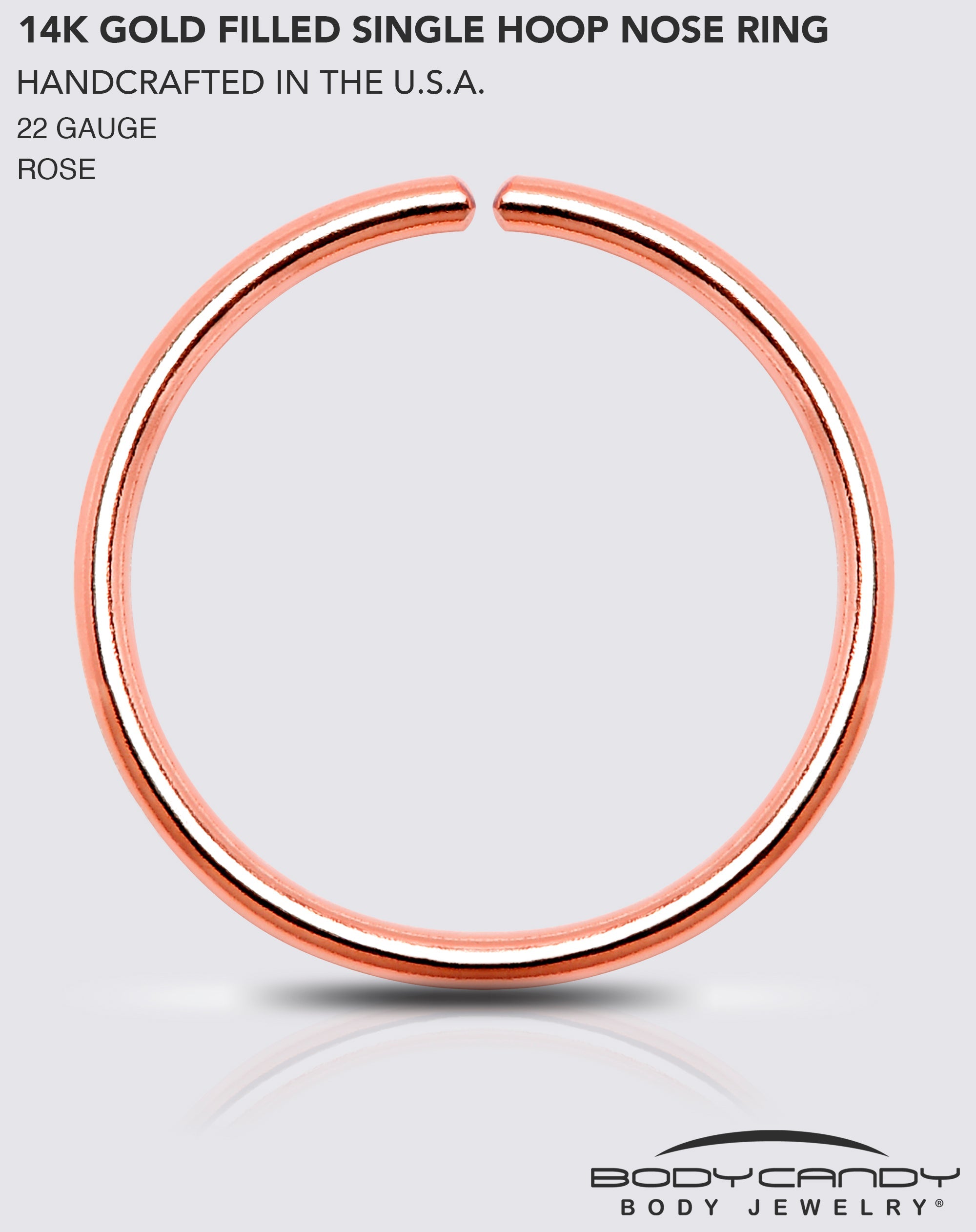 BodyCandy Single Hoop Nose 14k Rose Gold Filled Nose Hoop Ring — lifestyle context