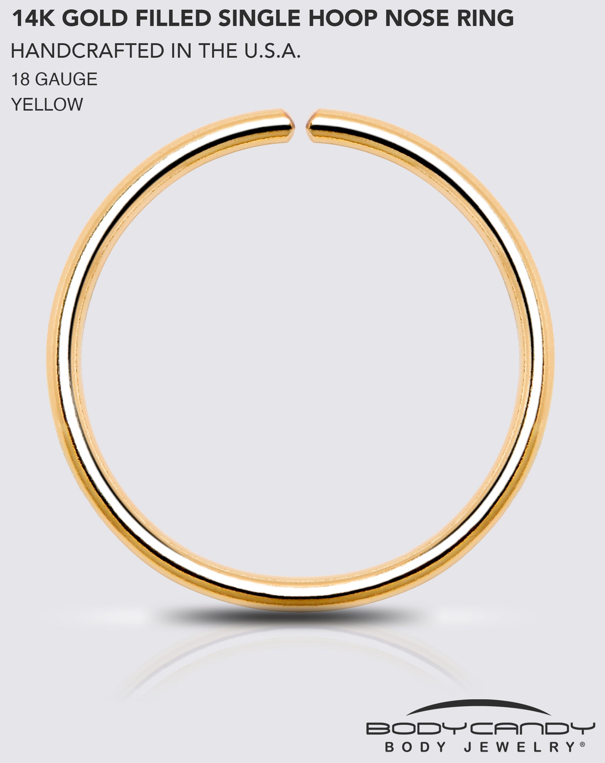BodyCandy Single Hoop Nose 14k Yellow Gold Filled Nose Hoop Ring — color detail