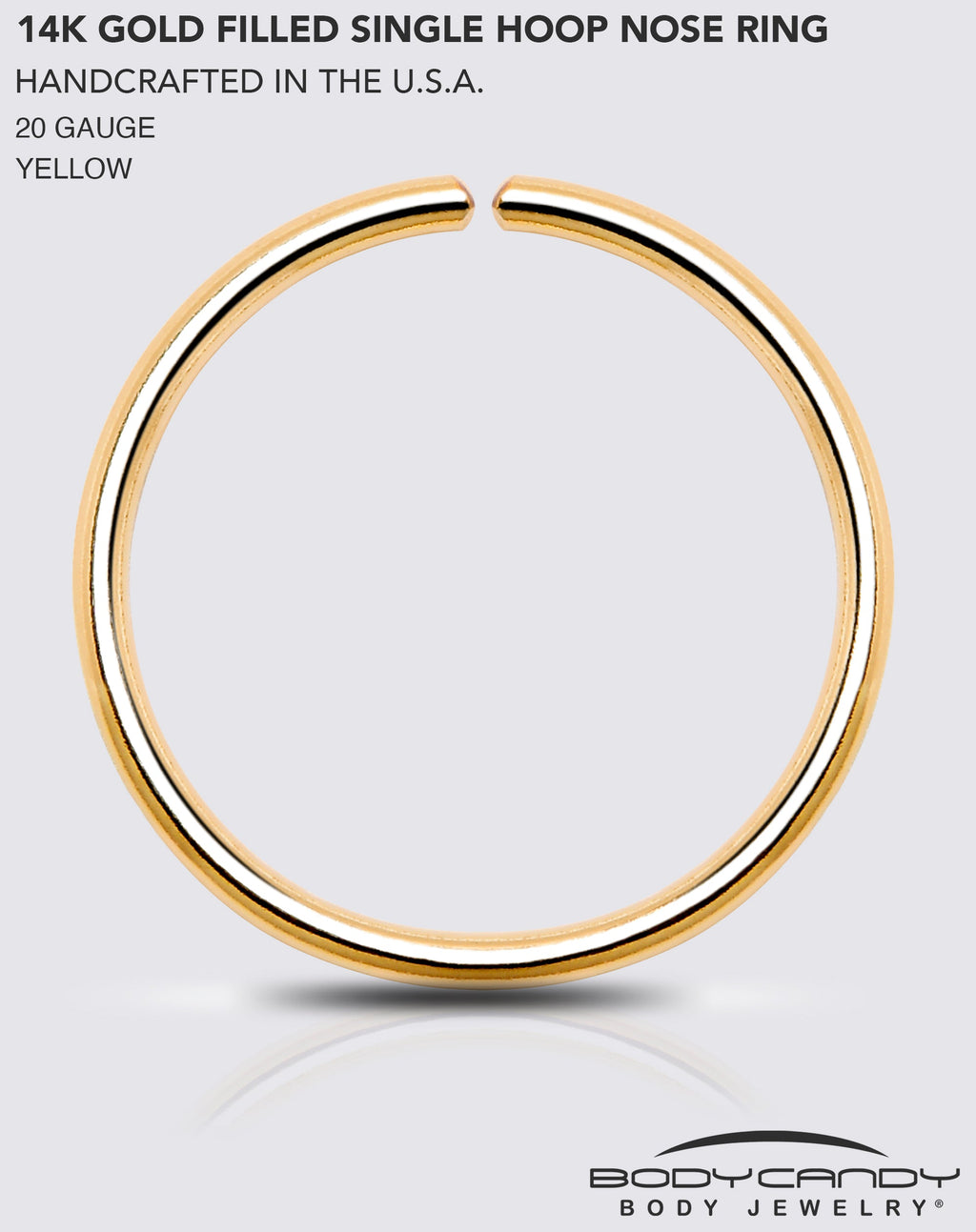 BodyCandy Single Hoop Nose 14k Yellow Gold Filled Nose Hoop Ring — alternative angle
