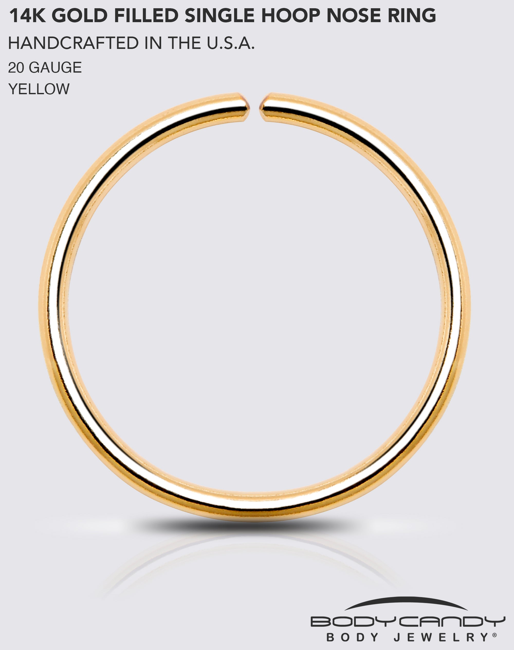 BodyCandy Single Hoop Nose 14k Yellow Gold Filled Nose Hoop Ring — alternative angle