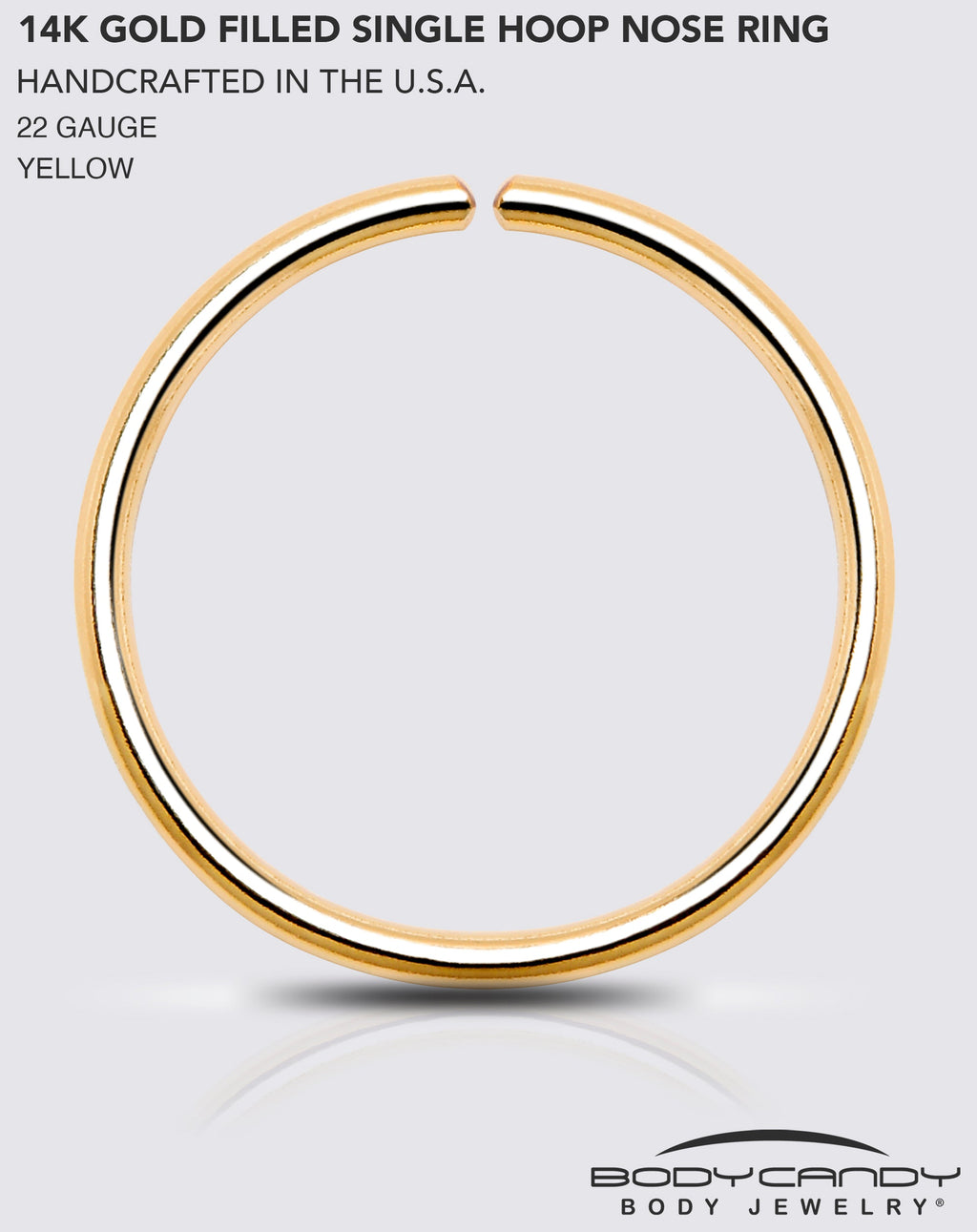 BodyCandy Single Hoop Nose 14k Yellow Gold Filled Nose Hoop Ring — in-use photo