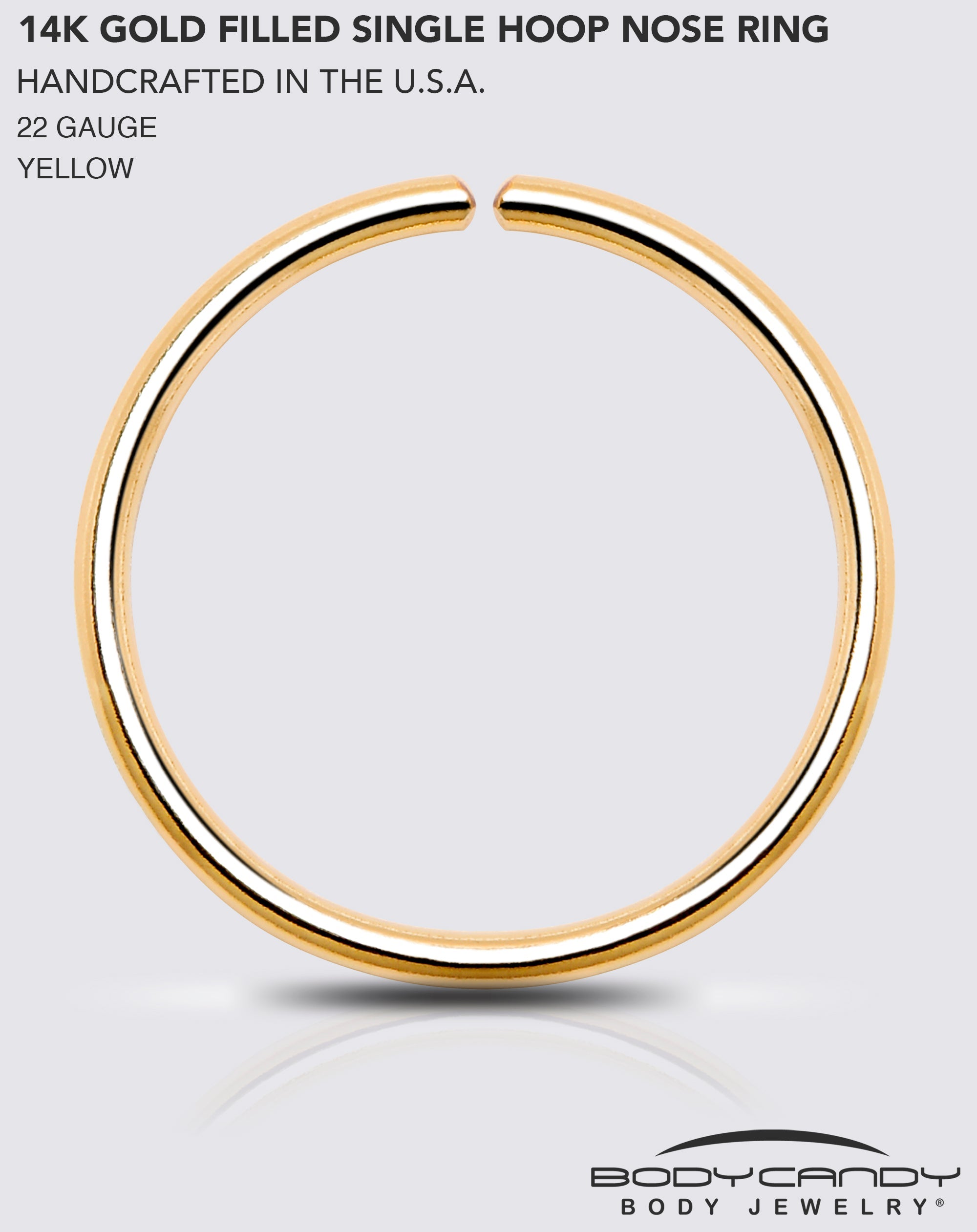 BodyCandy Single Hoop Nose 14k Yellow Gold Filled Nose Hoop Ring — in-use photo