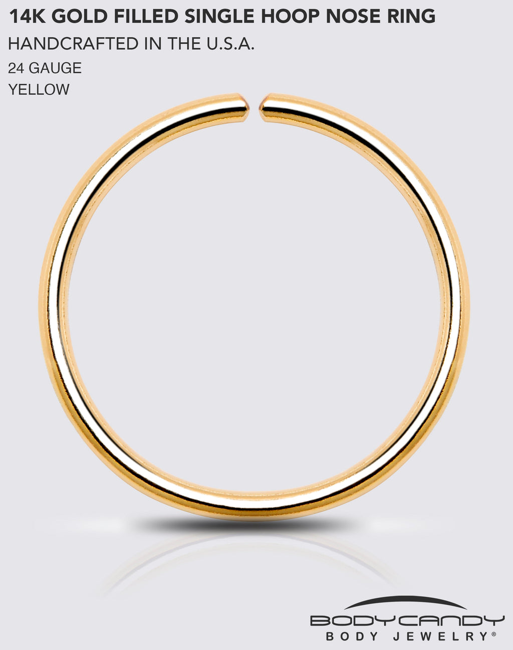 BodyCandy Single Hoop Nose 14k Yellow Gold Filled Nose Hoop Ring — size reference
