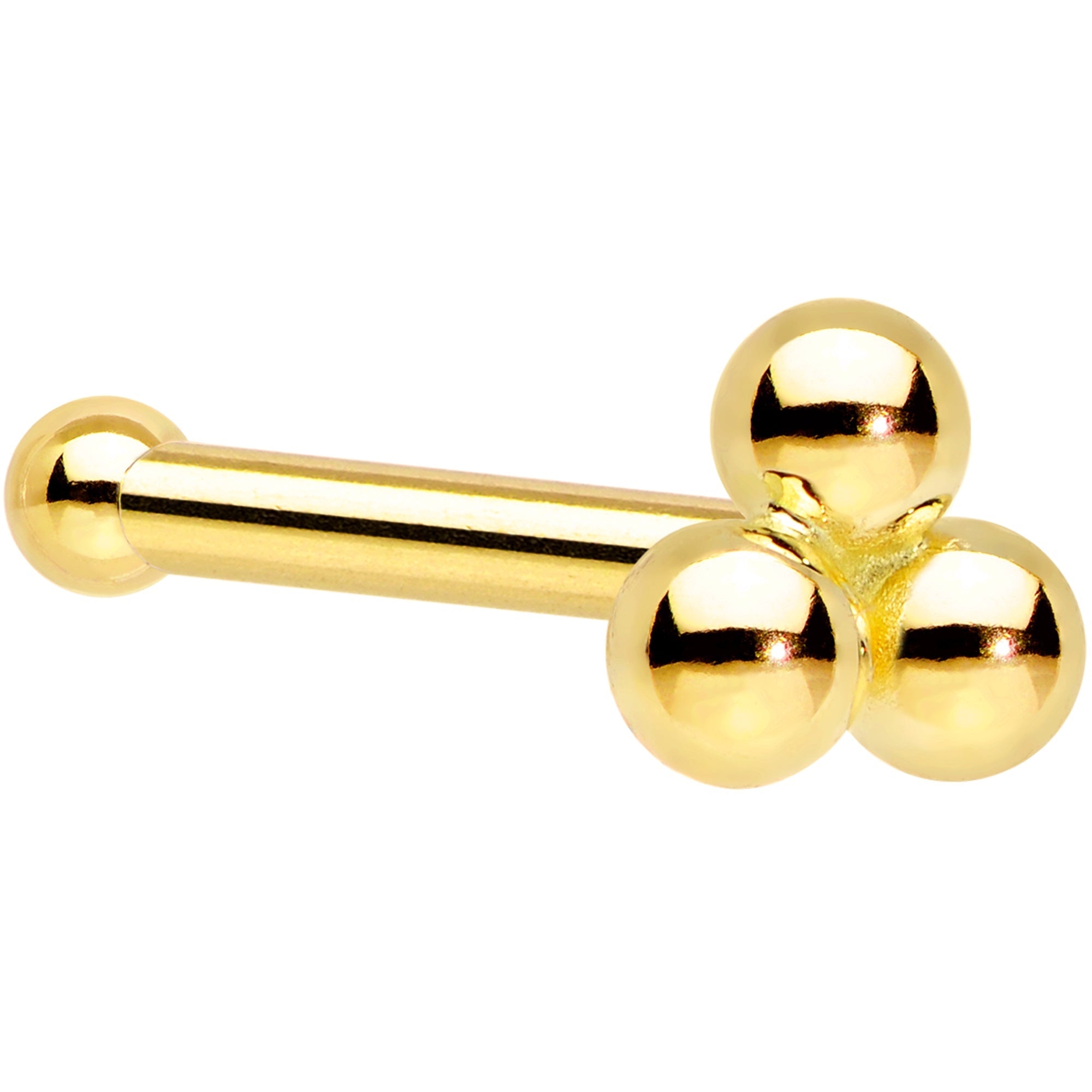 BodyCandy 14k Yellow Gold 3mm Trinity Nose Ring — feature highlight