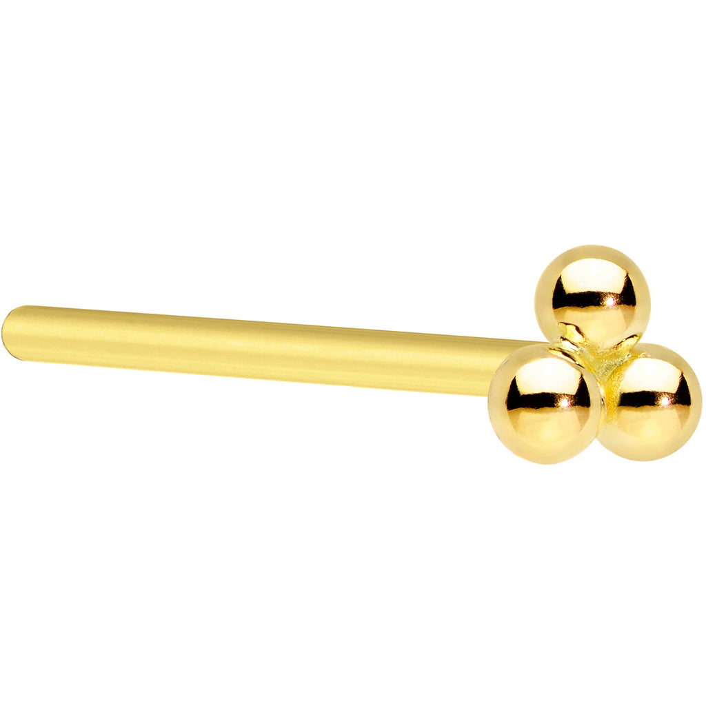 BodyCandy 14k Yellow Gold 3mm Trinity Nose Ring — product on model