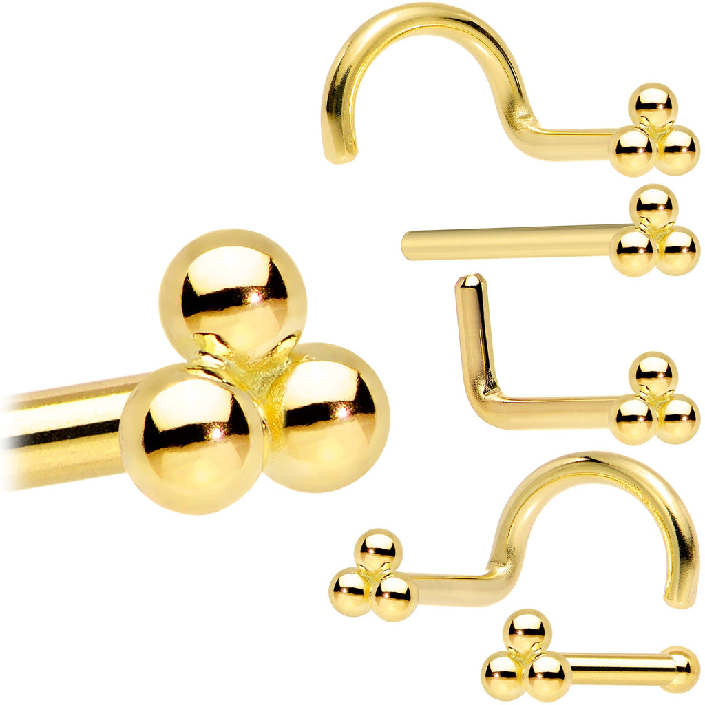 BodyCandy 14k Yellow Gold 3mm Trinity Nose Ring — lifestyle context