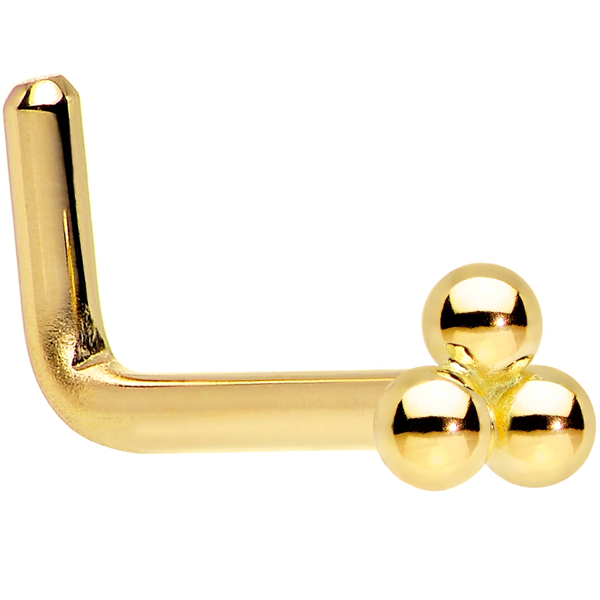 BodyCandy 14k Yellow Gold 3mm Trinity Nose Ring — side view