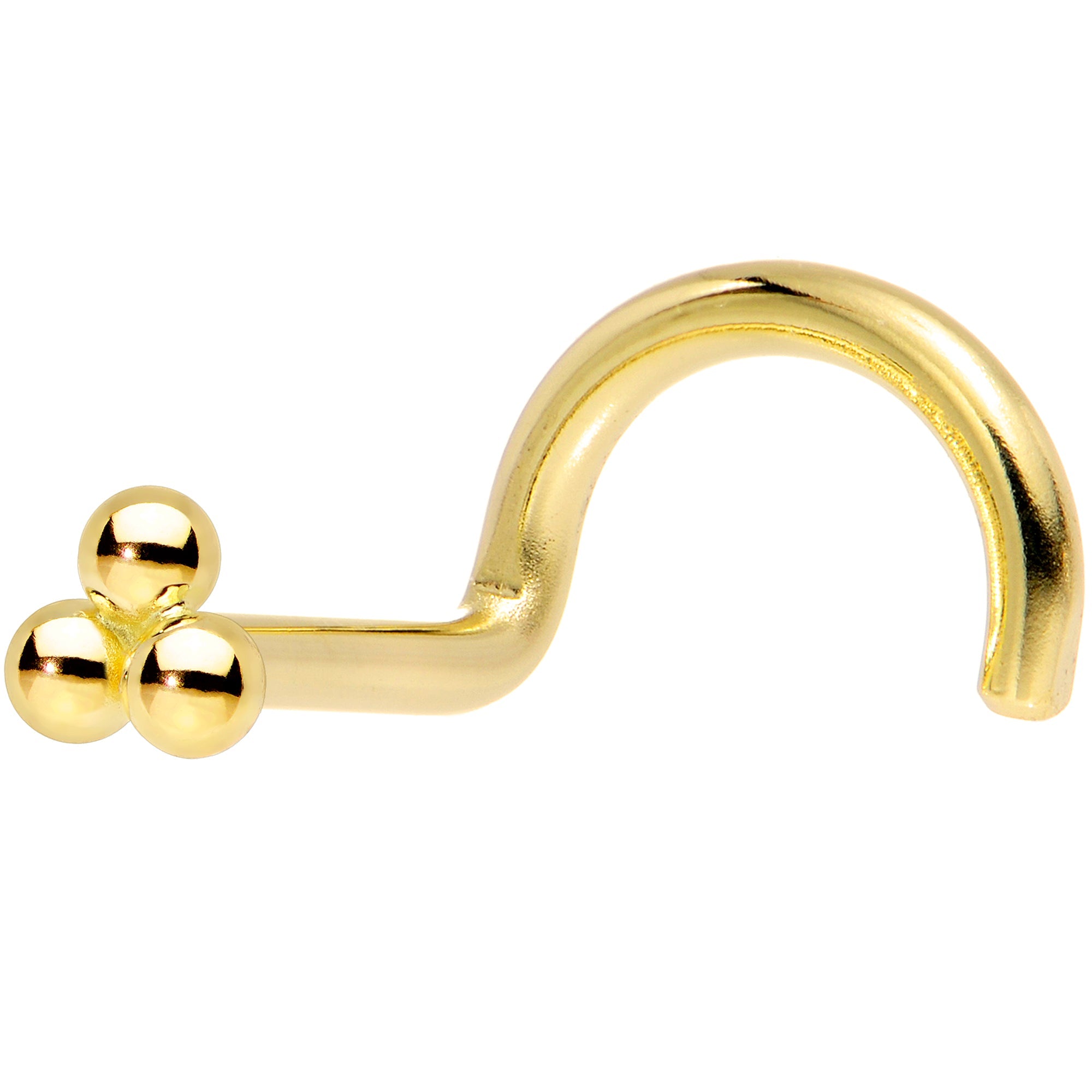 BodyCandy 14k Yellow Gold 3mm Trinity Nose Ring — back view