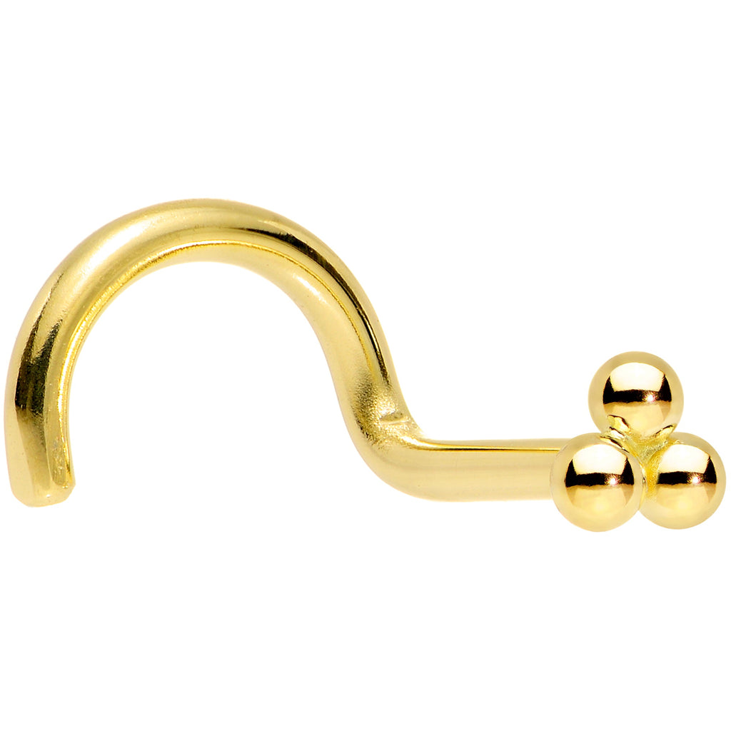 BodyCandy 14k Yellow Gold 3mm Trinity Nose Ring — alternative angle